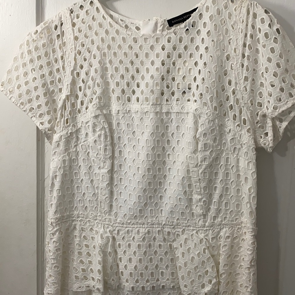 Banana Republic White Eyelet Peplum Mini Dress